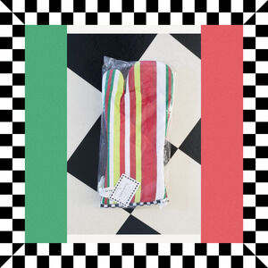 MacKenzie Childs Oven Mitts Set of 2 Red Green Stripe Check Accent Retired